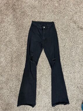 Black High-Rise Flare Jeans for Women